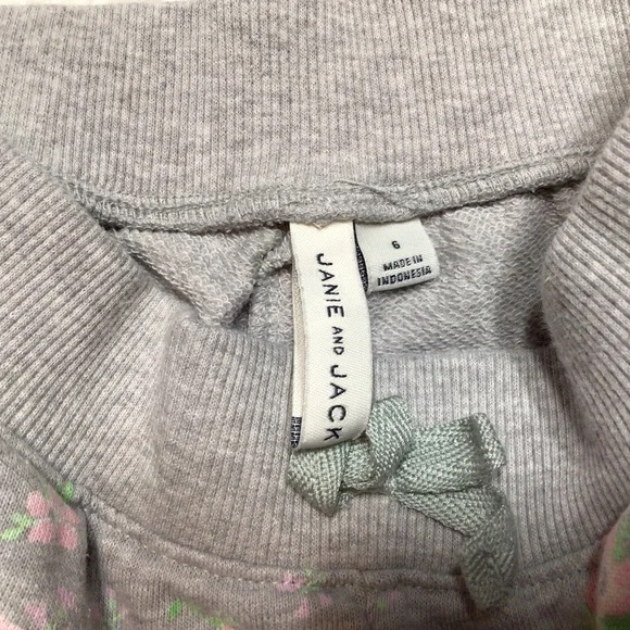 Janie & Jack Floral Jogger Crewneck Set Grey Pink Gray Size 6 LIKE NEW WORN ONCE
